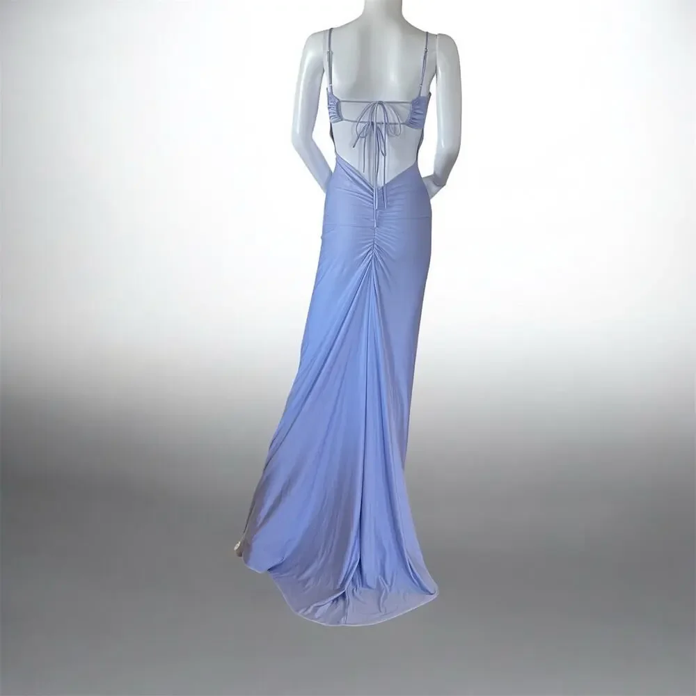 Lucy In the Sky Diya Ruched Maxi Dress Lavender XXS